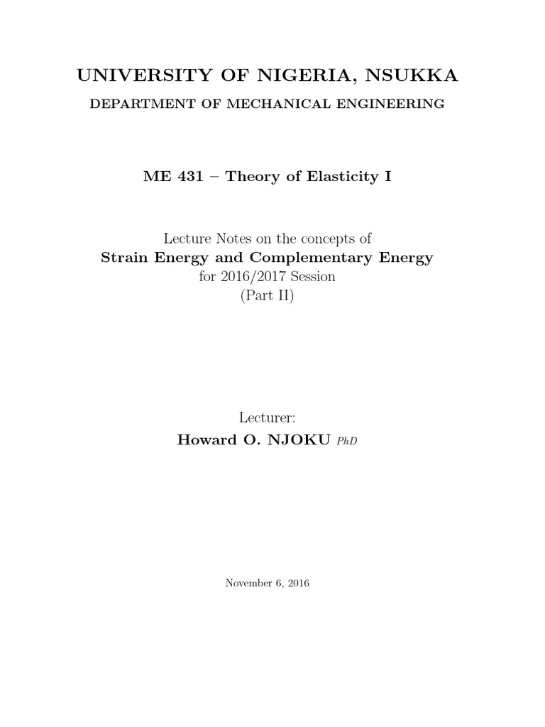 Strain and Complementary Energy Concepts | PDF | Deformation ...