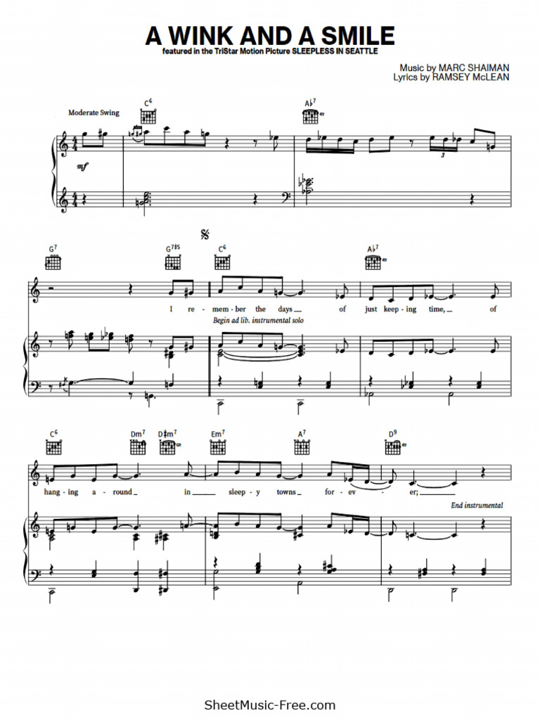 A Wink and A Smile Sheet Music Harry Connick JR SheetMusic | PDF