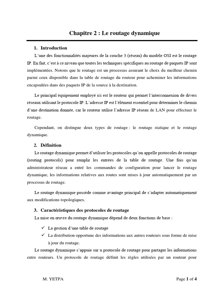 Protocole de routage dynamique expliqué | PDF | Routage | Protocoles ...