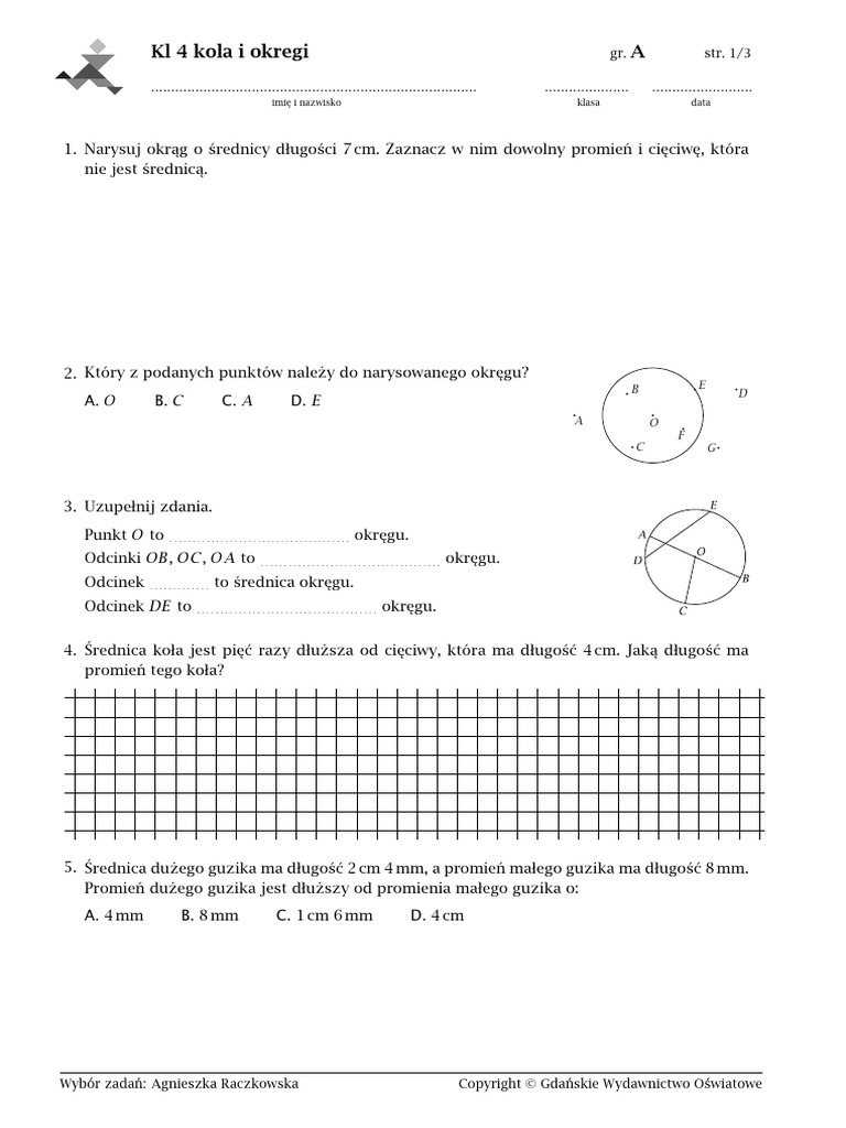 Kola I Okregi Klasa 6 Klasowka - Kola I Okregi | PDF