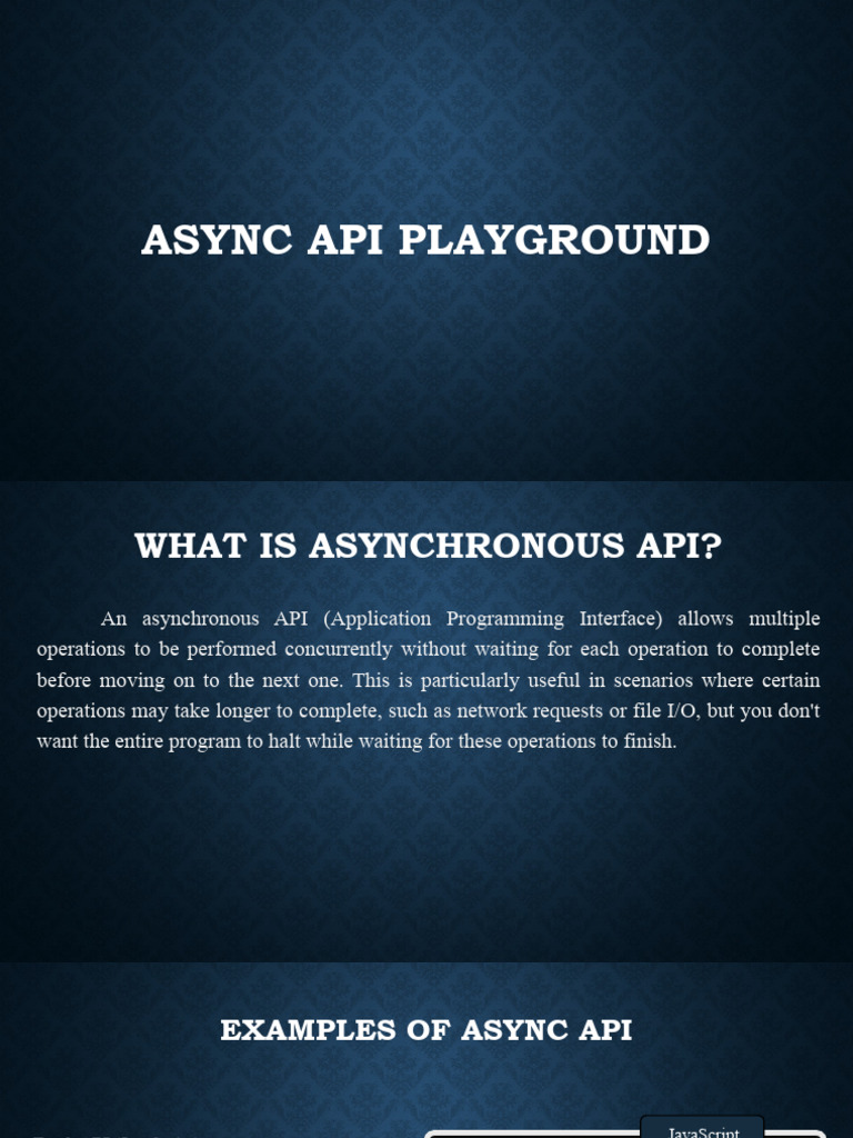 Asynchronous API Playground Overview | PDF | Java Script | Ajax ...