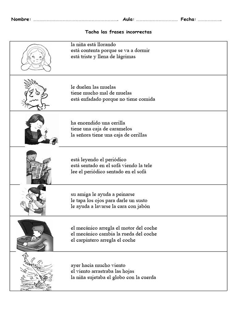 Tacha Las Frases Incorrectas | PDF