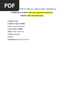 Journal Outline My Reflective Visual Arts Csec Journal 2024