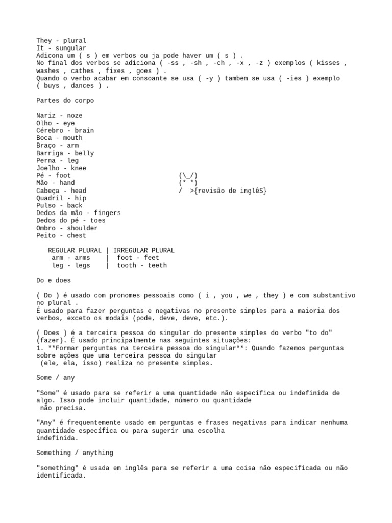 Guia Básico de Gramática Inglesa | PDF | Artes Linguísticas e Disciplina