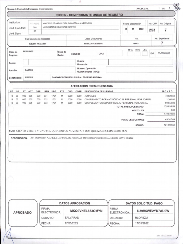 Dev Ue 208 NM 166872 Cur 253 Mayo 2022 | PDF