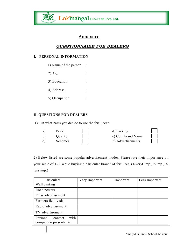 questionnaire advertising marketing