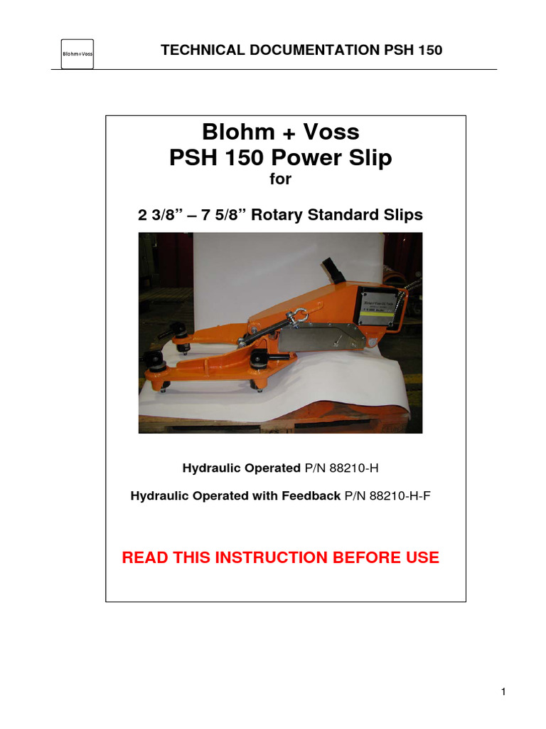 B+V Manual - Power Slip, Pneumatic, PSH 150 - 88210-H-F-D Rev003 | PDF ...