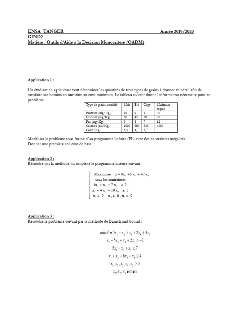 Modèles de programmation linéaire appliqués | PDF | Optimisation linéaire