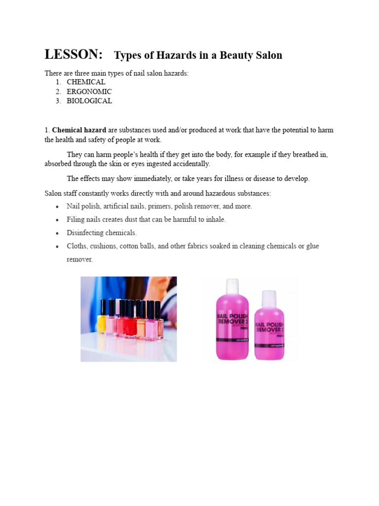 TYPES of Hazards Module PDF Disinfectant Hazards