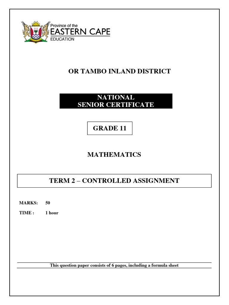 Grade 11 Mathematics Term 2 Assignment | PDF | Circle | Triangle Geometry