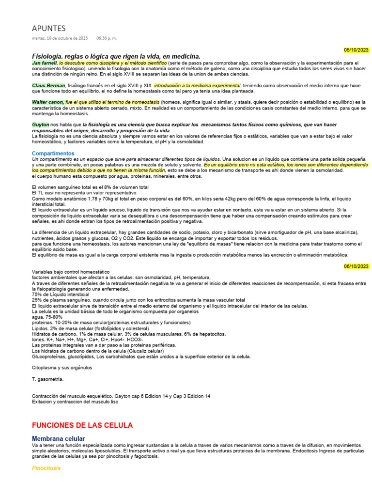 Historia de la Fisiología y Homeostasis | PDF | Sinapsis | Neurona