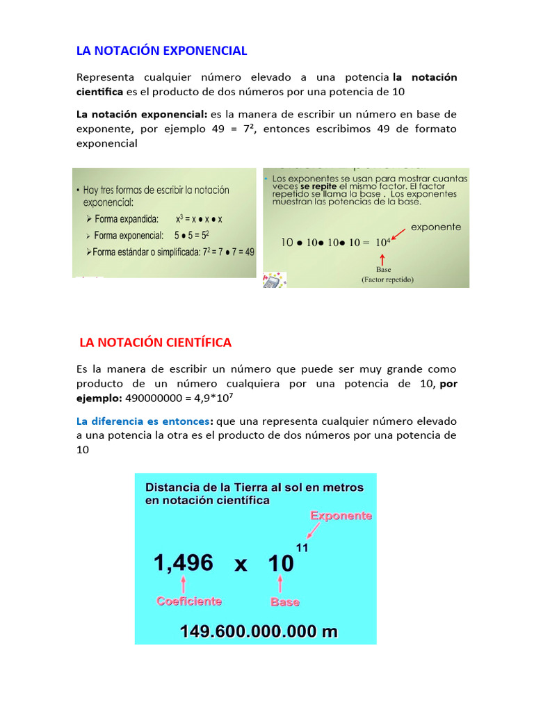 La Notación Exponencial y Cientifica | PDF | Matemática Elemental ...