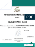 Certificate For Huaman Coca Neil Gandhi For - Examen de Inducci - N de Segu...