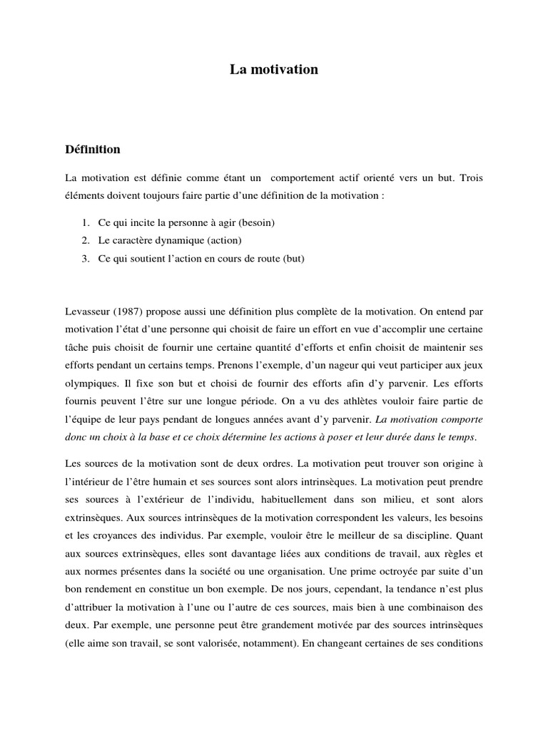 Comprendre la motivation humaine | PDF | Motivation | Motivant