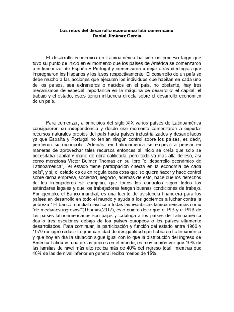 Retos del Desarrollo Económico en Latinoamérica | PDF | America latina ...