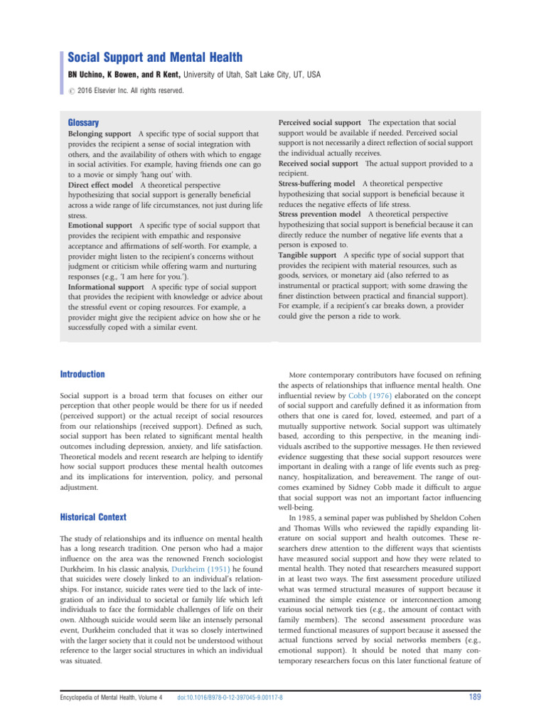 Impact of Social Support on Mental Health | PDF | Social Support ...