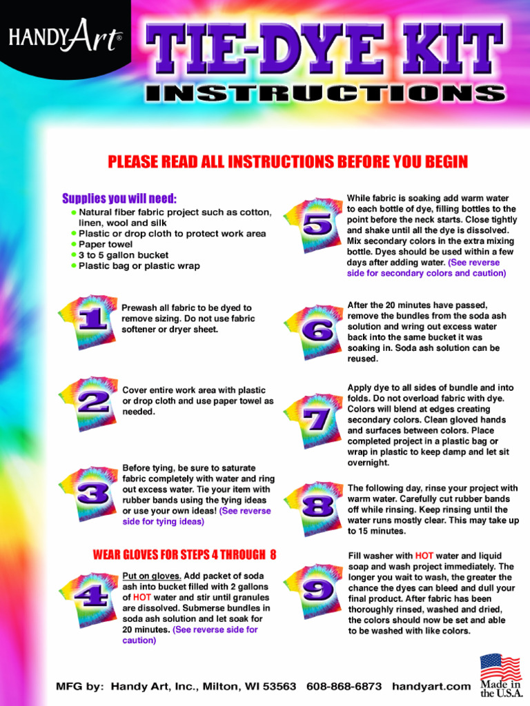 Tie Dye Kit Instructions | PDF