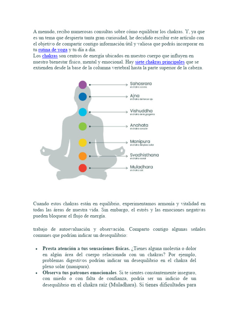 Cómo Equilibrar los Chakras Efectivamente | PDF | Las emociones | Mente
