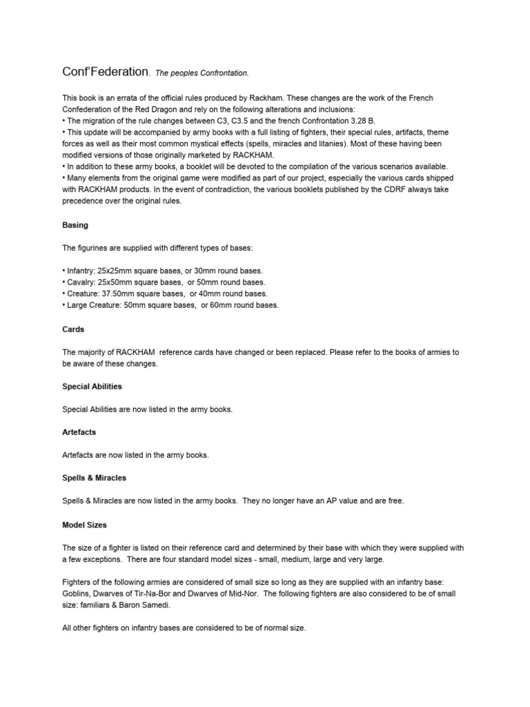 Confrontation 3.28 Rule Changes Guide | PDF | Fighter Aircraft | Artillery