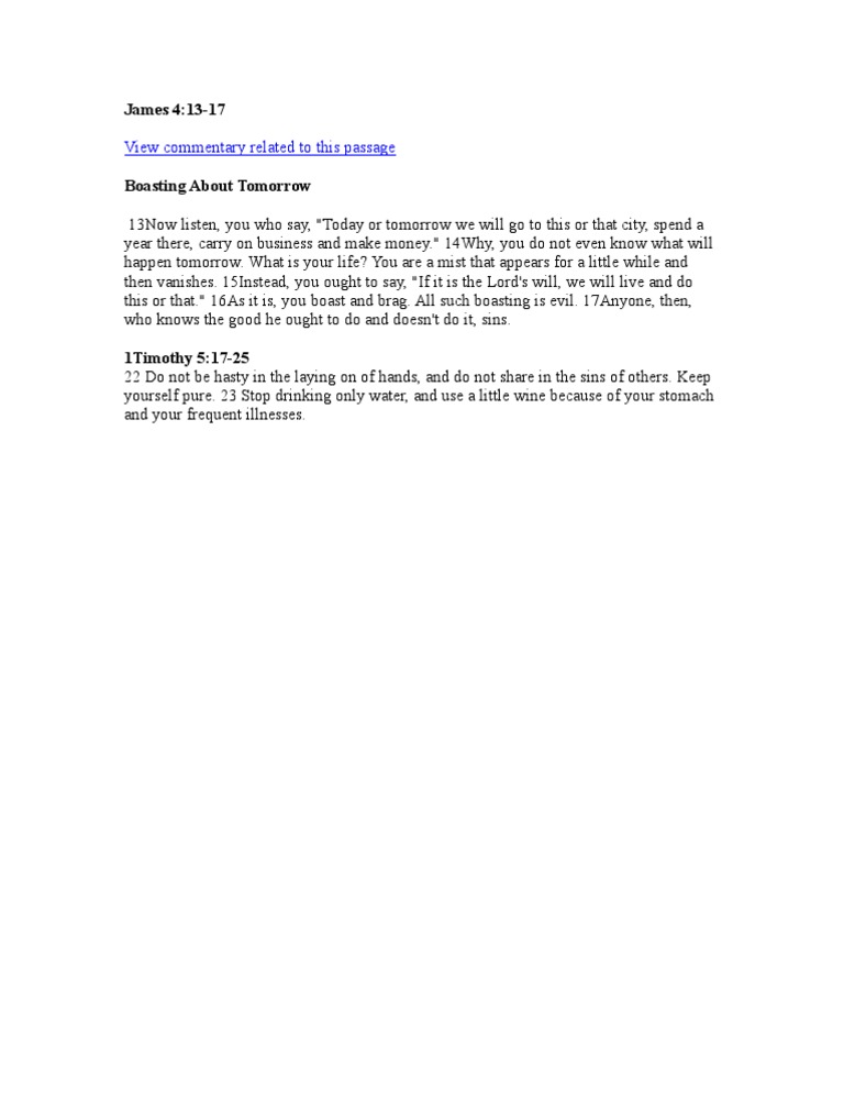 Understanding James 4:13-17 Commentary | PDF