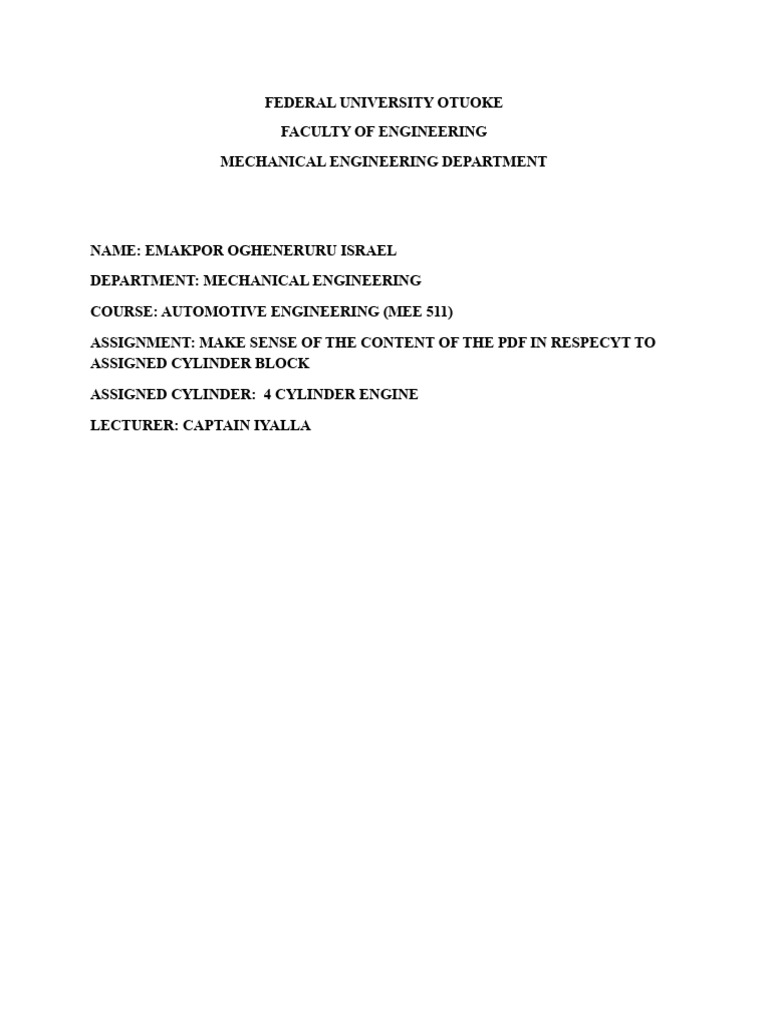 4-Cylinder Engine Design and Balancing | PDF | Engines | Diesel Engine