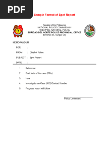 Sample Format of Spot Report