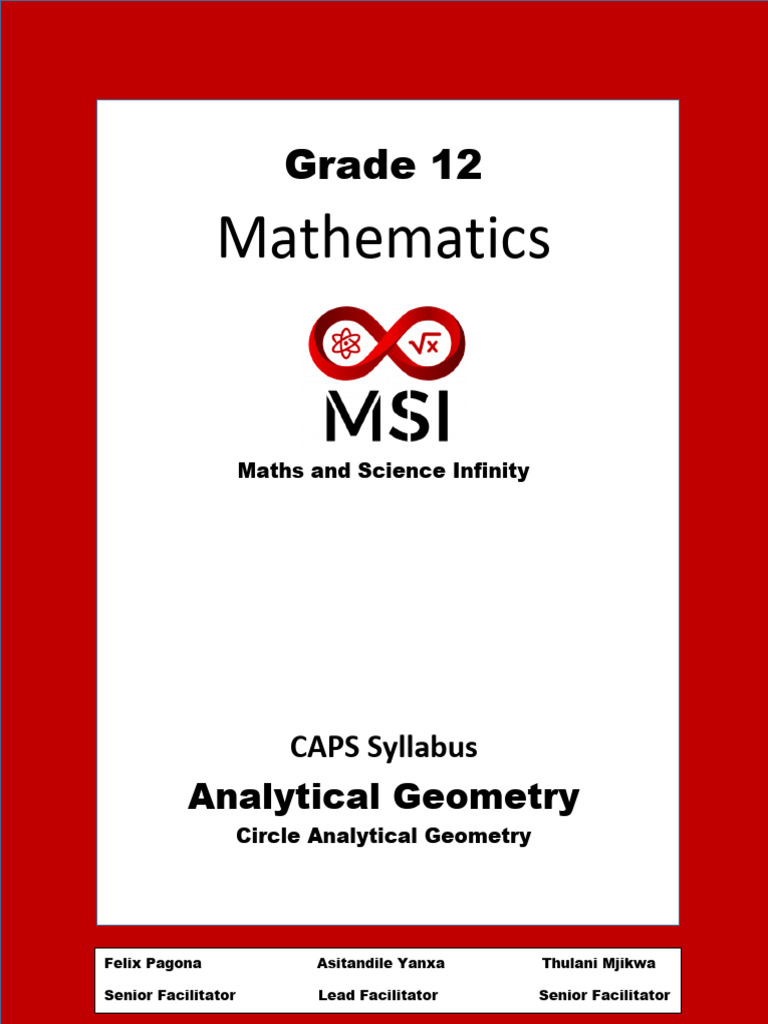 Circle analytical geometry revision booklet pdf circle tangent