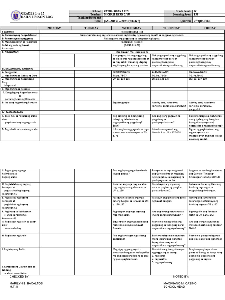 DLL - Esp 4 - Q2 - W7 | PDF