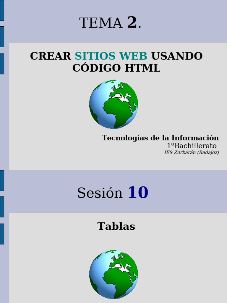 Tablas en HTML para sitios web | PDF