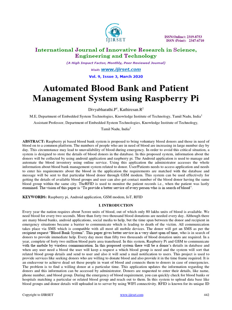 Foreign Blood Bank Management System Research Paper | PDF | World Wide ...