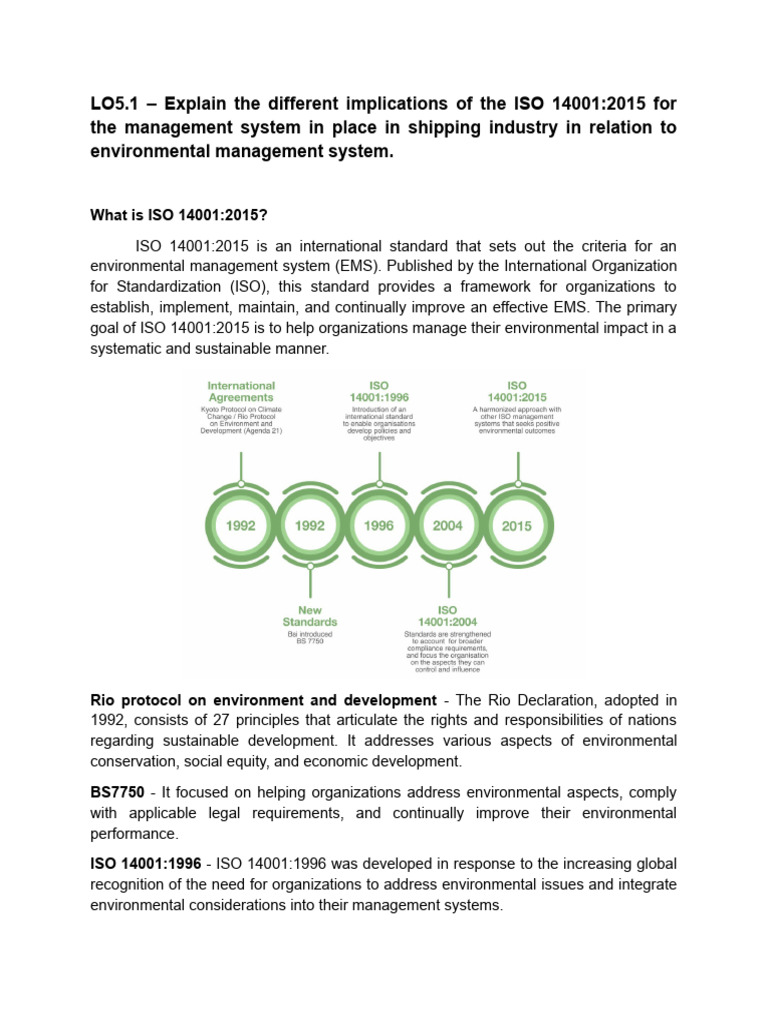 ISO 14001:2015 in Shipping Industry | PDF | Environmental Resource ...