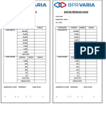 Daftar Perincian Uang