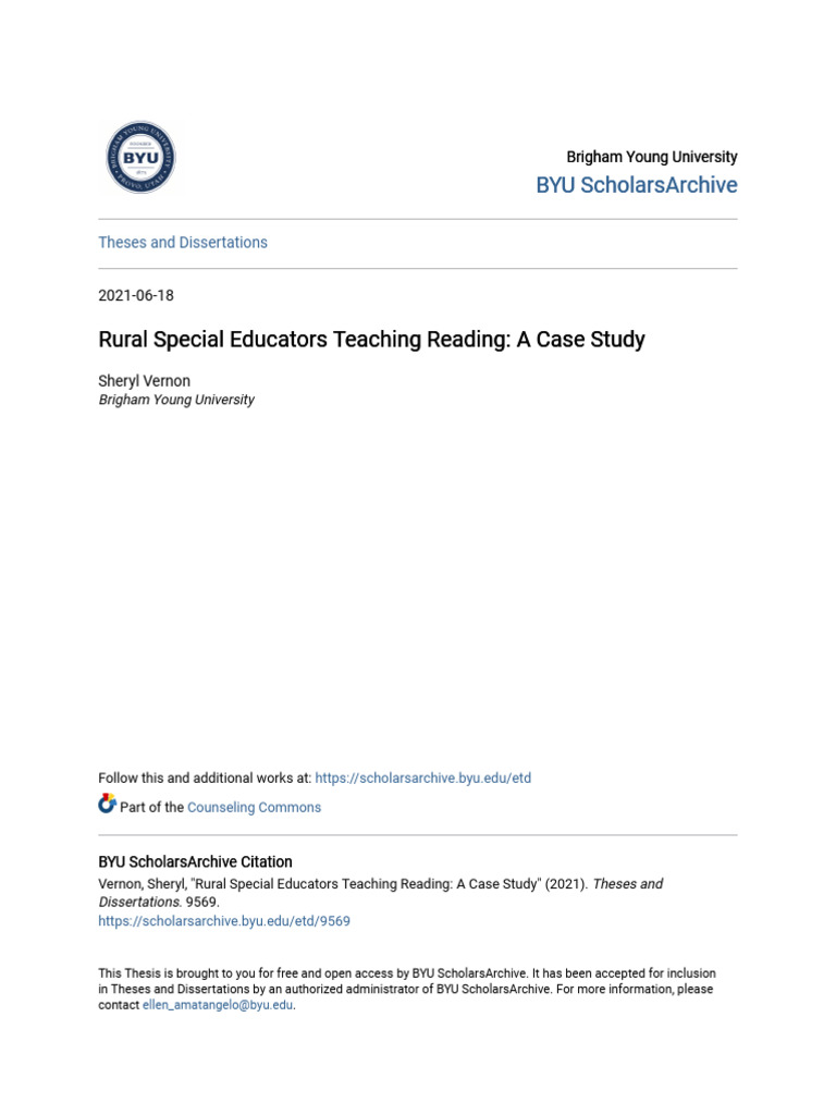Rural Special Educators Teaching Reading - A Case Study | PDF ...
