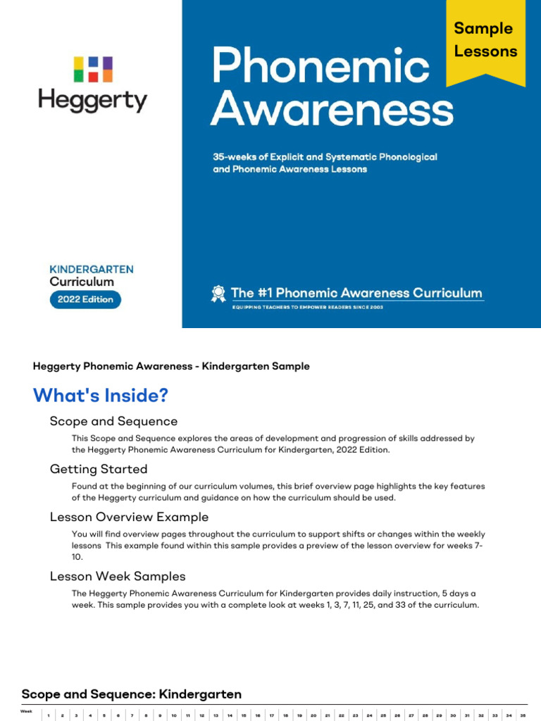 Heggerty Kindergarten Curriculum Overview | PDF | Syllable | Phoneme