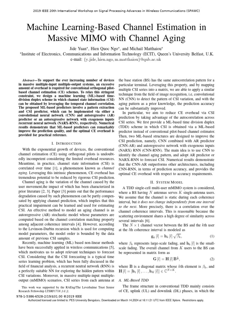 Machine Learning-Based Channel Estimation in Massive MIMO With Channel ...