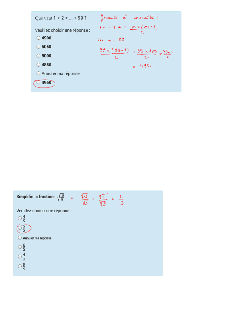 Calculs Correction 2 | PDF