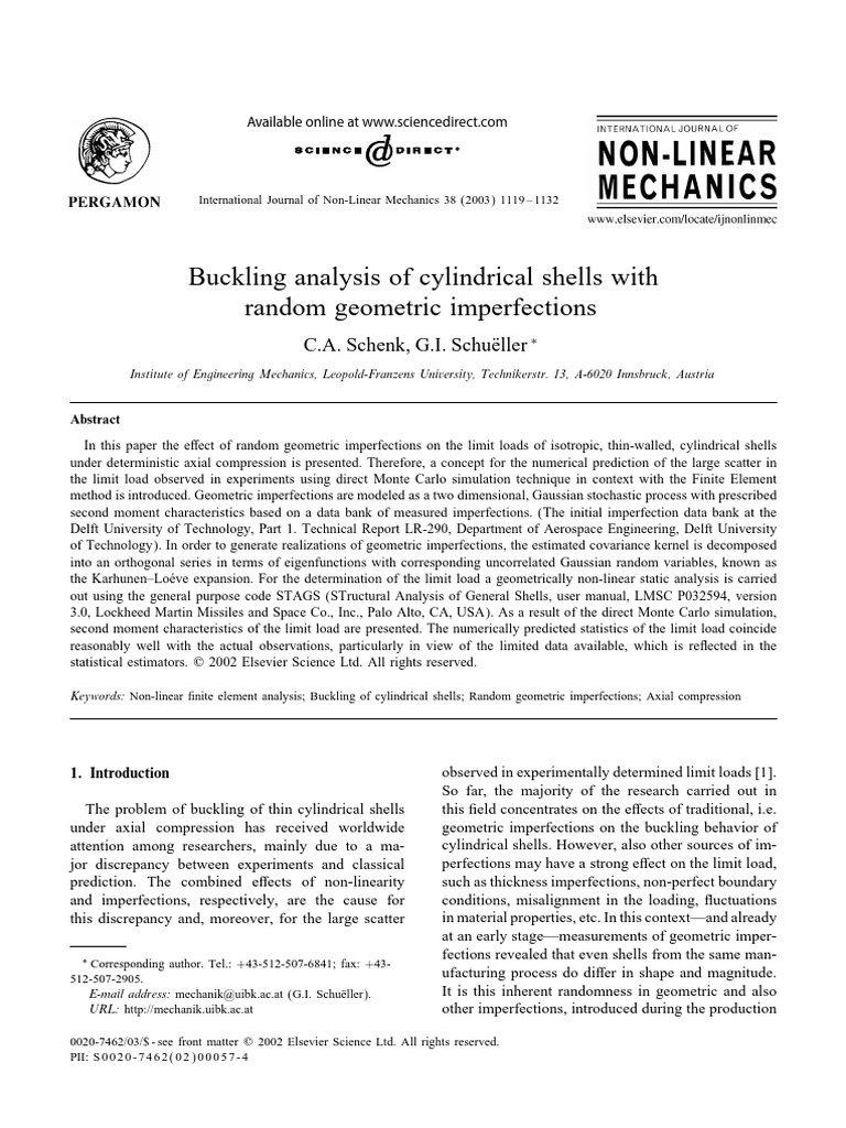 Buckling Analysis of Cylindrical Shells | PDF | Buckling | Mathematical ...