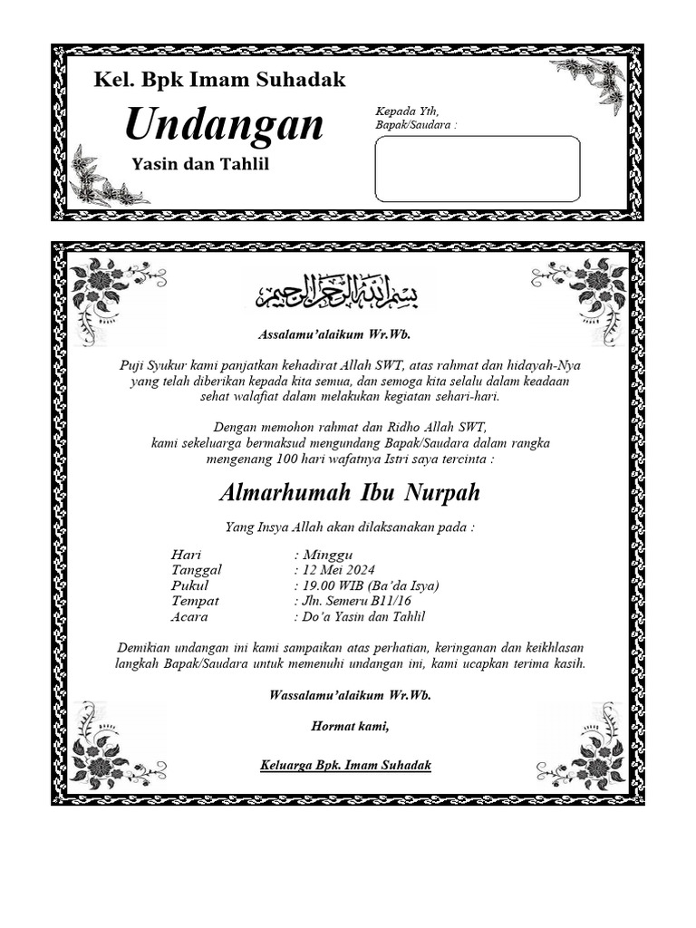 Contoh_Surat_Undangan_Tahlil | PDF