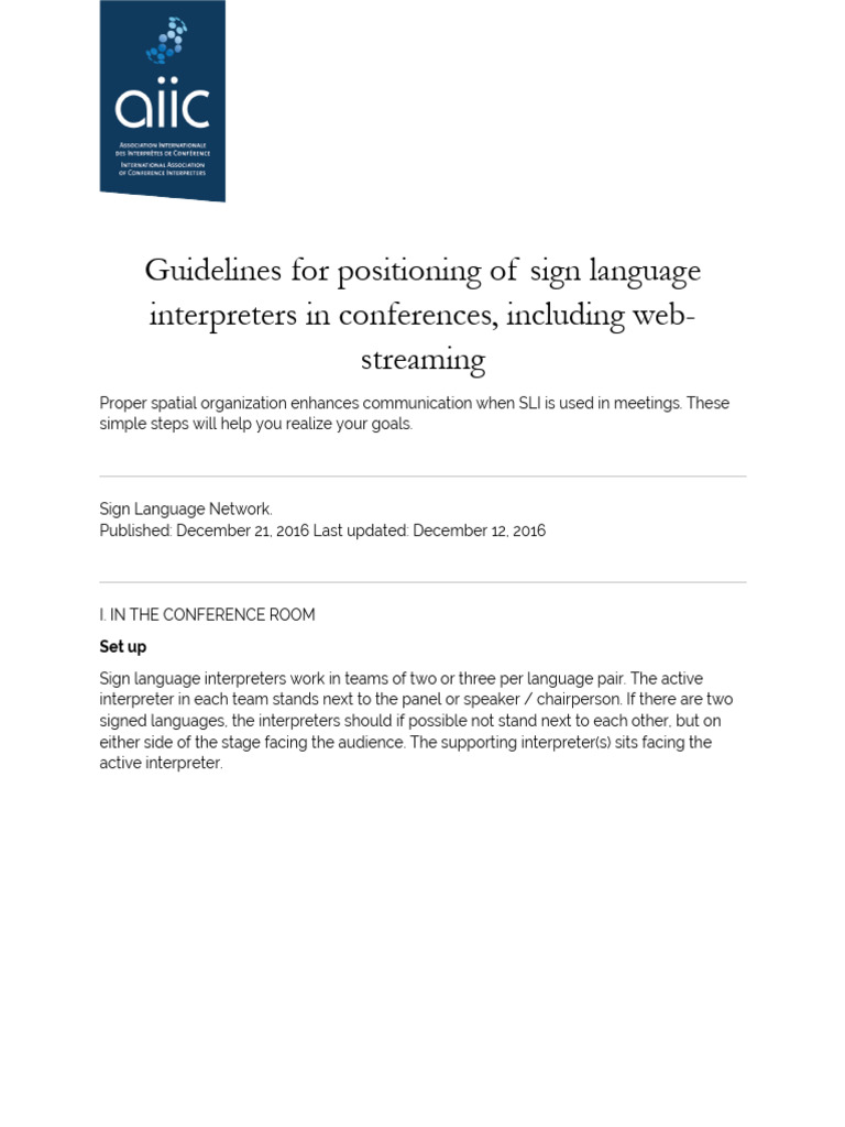 Sign Language Interpreter Positioning Guide | PDF | Language ...