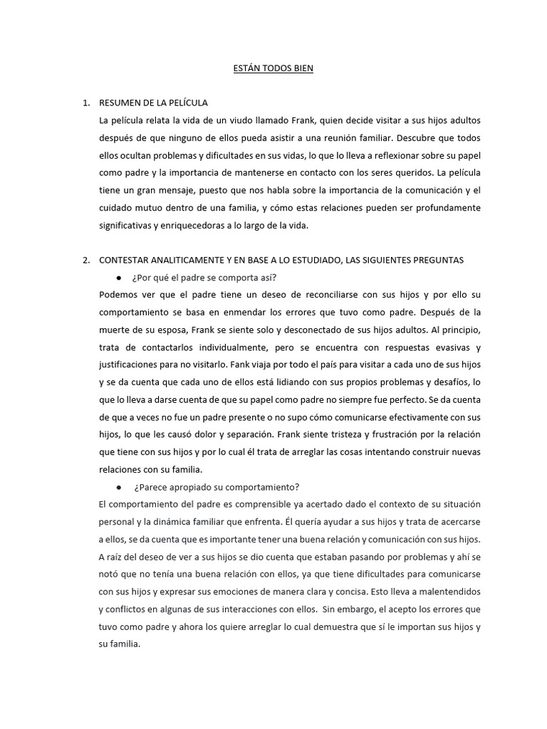 Reflexiones sobre la familia en "Están Todos Bien" | PDF