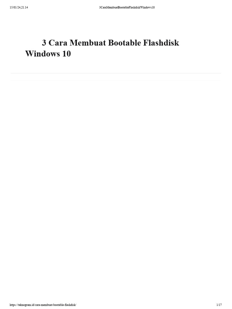 Cara Mudah Bootable Flashdisk Windows 10 | PDF