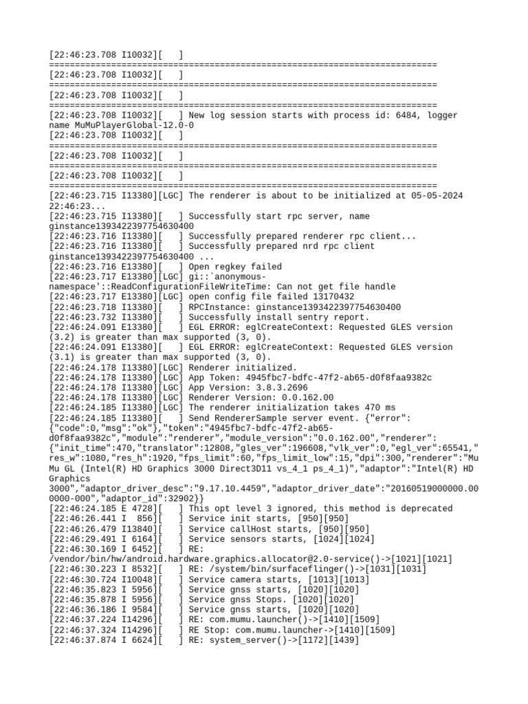 MuMuPlayerGlobal 12.0 Log Session | PDF | Computer Science | Computing