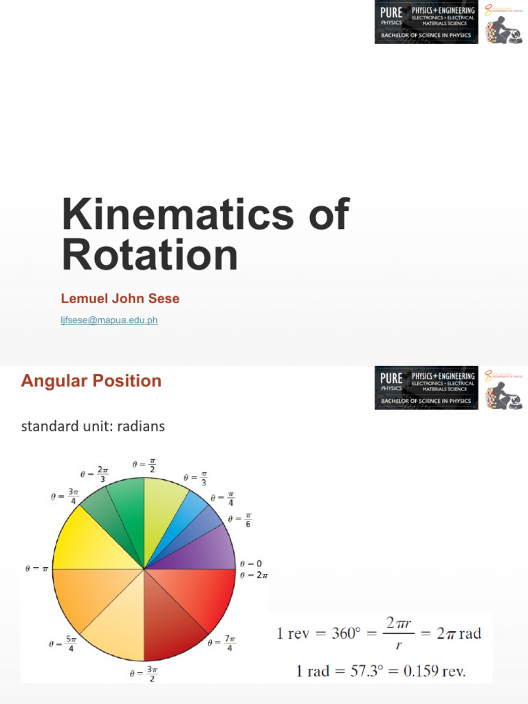 PHY104 CO3 1 Kinematics of Rotation 1 | PDF | Acceleration | Euclidean ...
