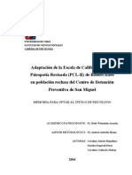 Adaptacion de La Escala de Calificacion de La Psicopatia Revisada PCL-R de Robert Hare A Una Poblacion Rec