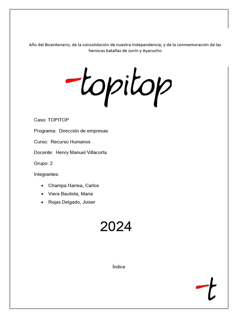 Estrategias de Recursos Humanos en Topitop | PDF | Calidad (comercial ...