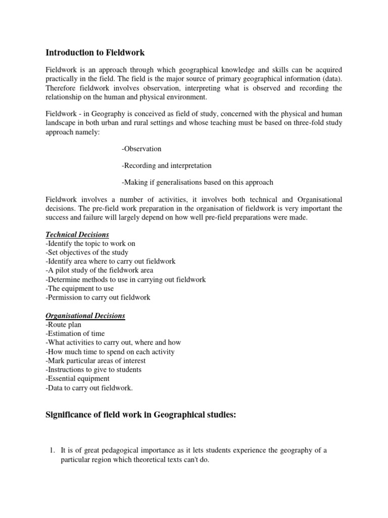 Understanding Fieldwork in Geography | PDF | Sampling (Statistics ...