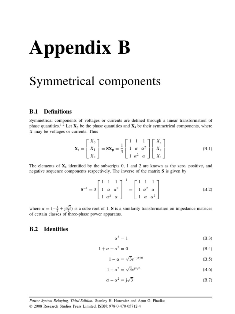 Appendix B: Symmetrical Components | PDF