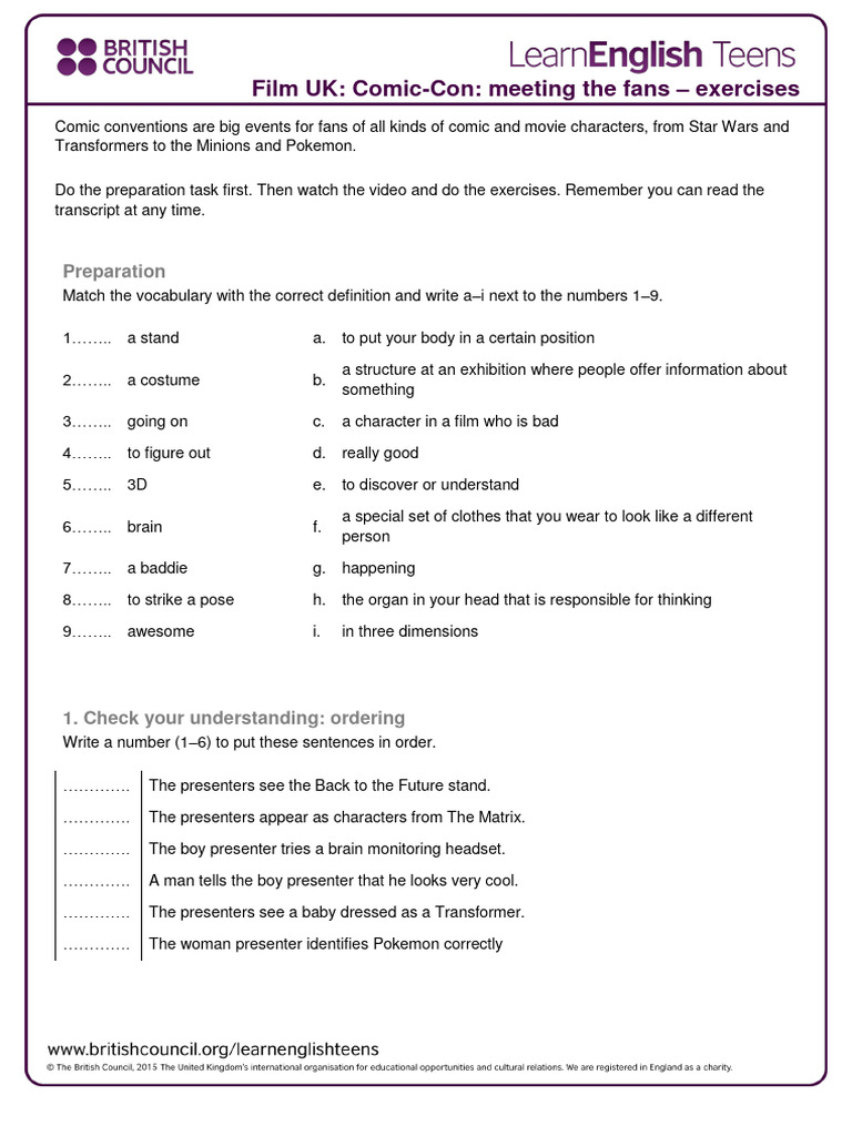 Comic-Con Meeting The Fans - Exercises | PDF