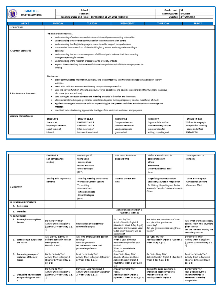 Ia Week6 Q2 | PDF | Reading Comprehension | English Language