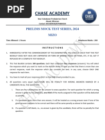 Mizo Mock Test, 22nd April, 2024